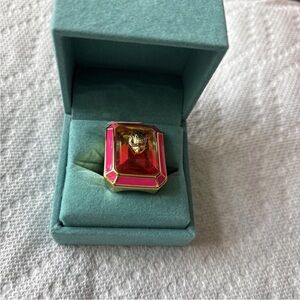 Kurt Geiger London Signature Eagle Crystal Pink  Gem Statement Cocktail Ring-8